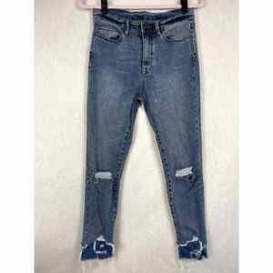 BDG Urban Outfitters Twig High Rise Crop Distressed Skinny Jeans Raw Hem Size 27